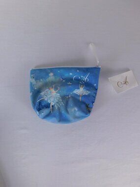 A Blue Makeup Bag Ballerina Snowflake Print Zipper Fabric Cosmetic Pouch Canada